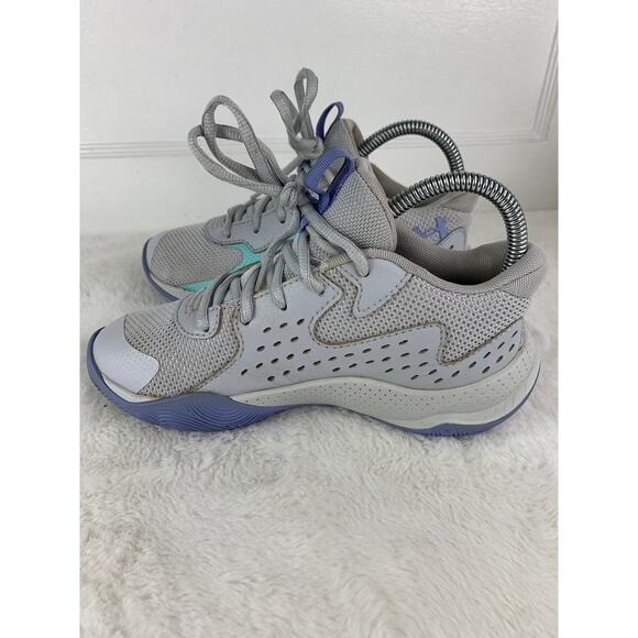 Under Armour Youth Sneakers Size 2.5Y Gray Aqua Purple Athletic Running Shoes - Picture 7 of 11